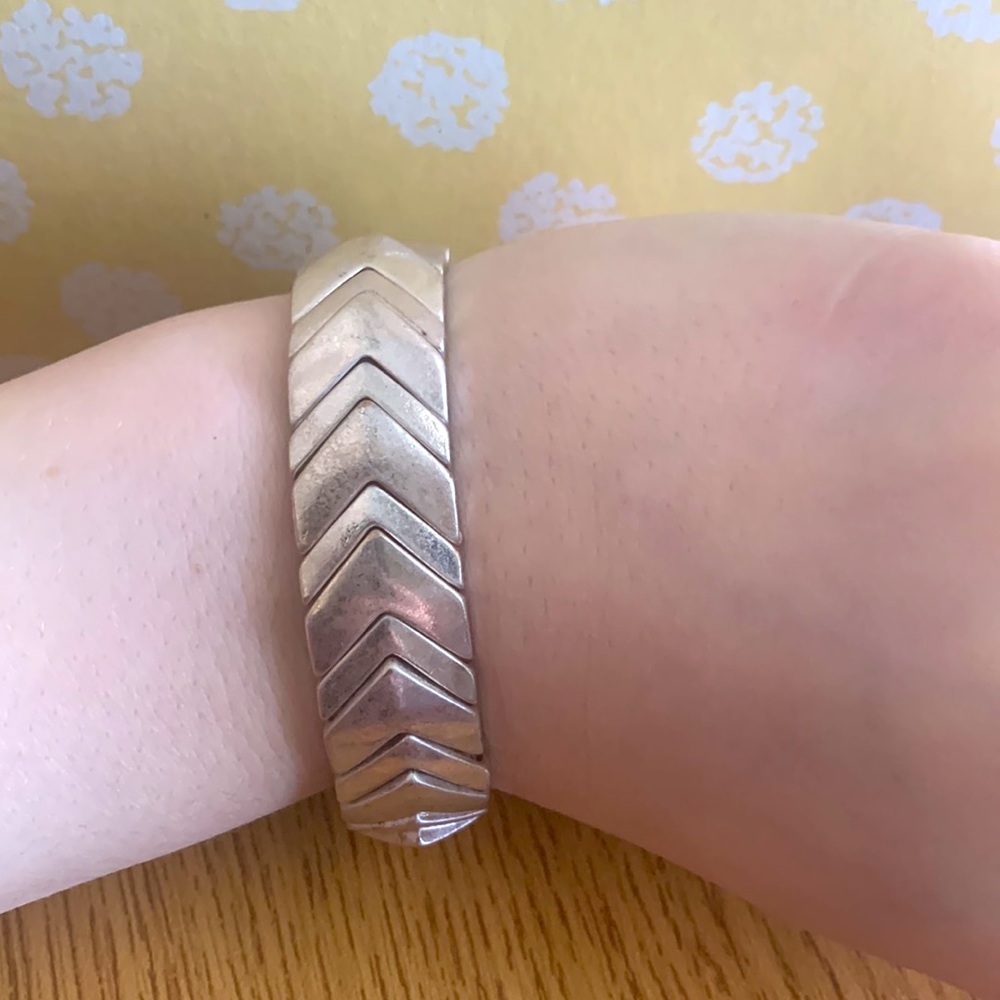 Silver, one size, gently used bracelet. Stretchy and will fit most wrists. - Picture 3 of 3